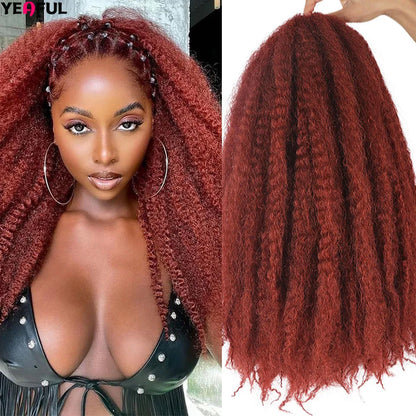 18 Inch Synthetic Marley Twist Braiding Hair Red Black Brown Ginger Bug Blonde #4 Pre Looped Marley Twists Crochet Hair