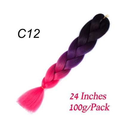 Synthetic Braiding Hair Pre Stretched Jumbo Braid Hair Extensions 24 inch  Kanekalon Hair For African Braids 100g