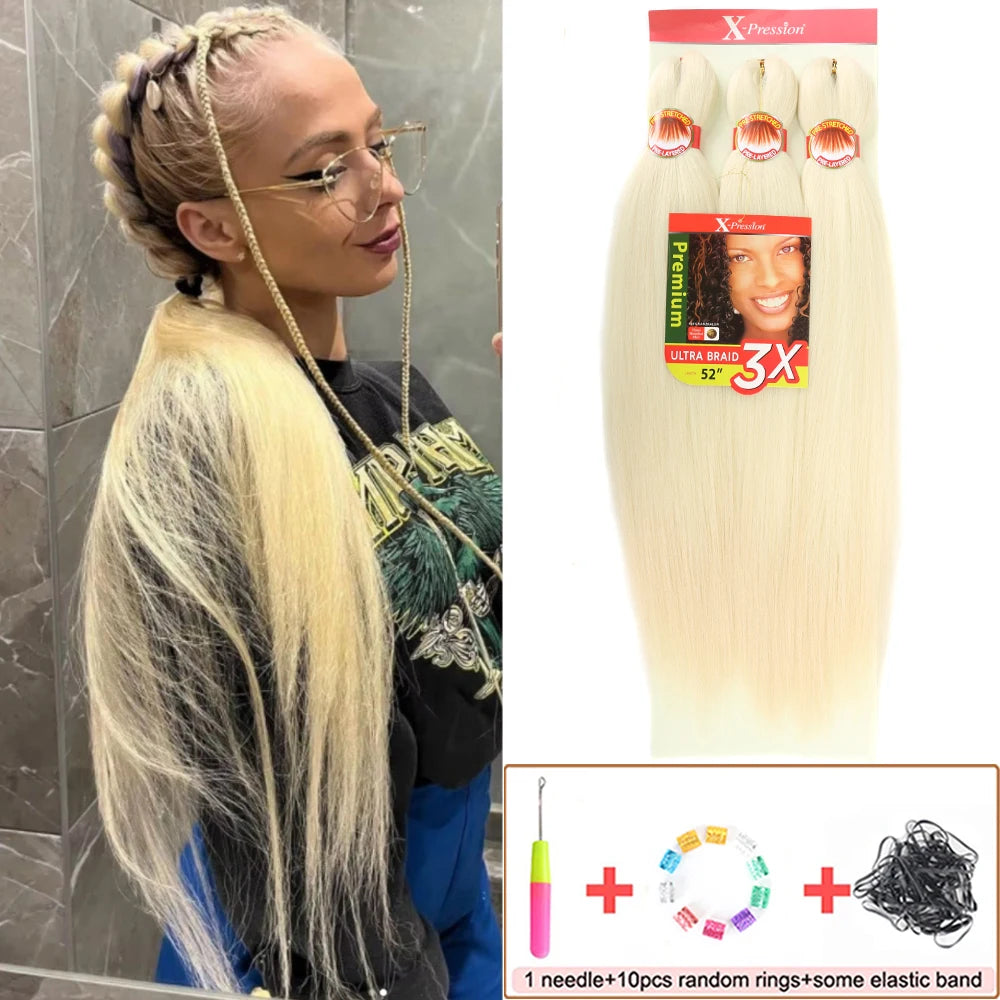 Pre Stretched Braiding Hair 26in 3 Packs Black Braiding Hair Synthetic Prestretched Braid Hair Extensions Crochet Twist Braids