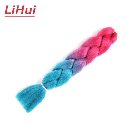 24 Inches Synthetic Braiding Hair Jumbo Braid Ombre Jumbo Hair Extension For Women DIY Hair Braids Purple Pink Yellow Gray