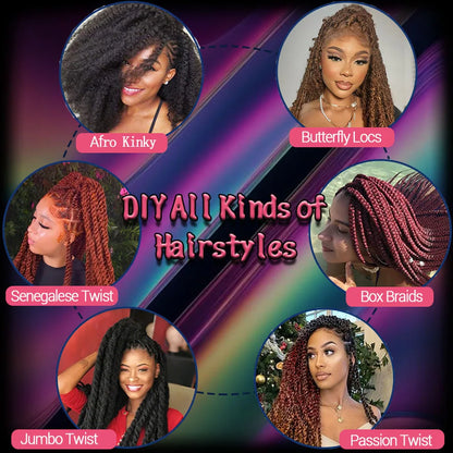 18 Inch Synthetic Marley Twist Braiding Hair Red Black Brown Ginger Bug Blonde #4 Pre Looped Marley Twists Crochet Hair