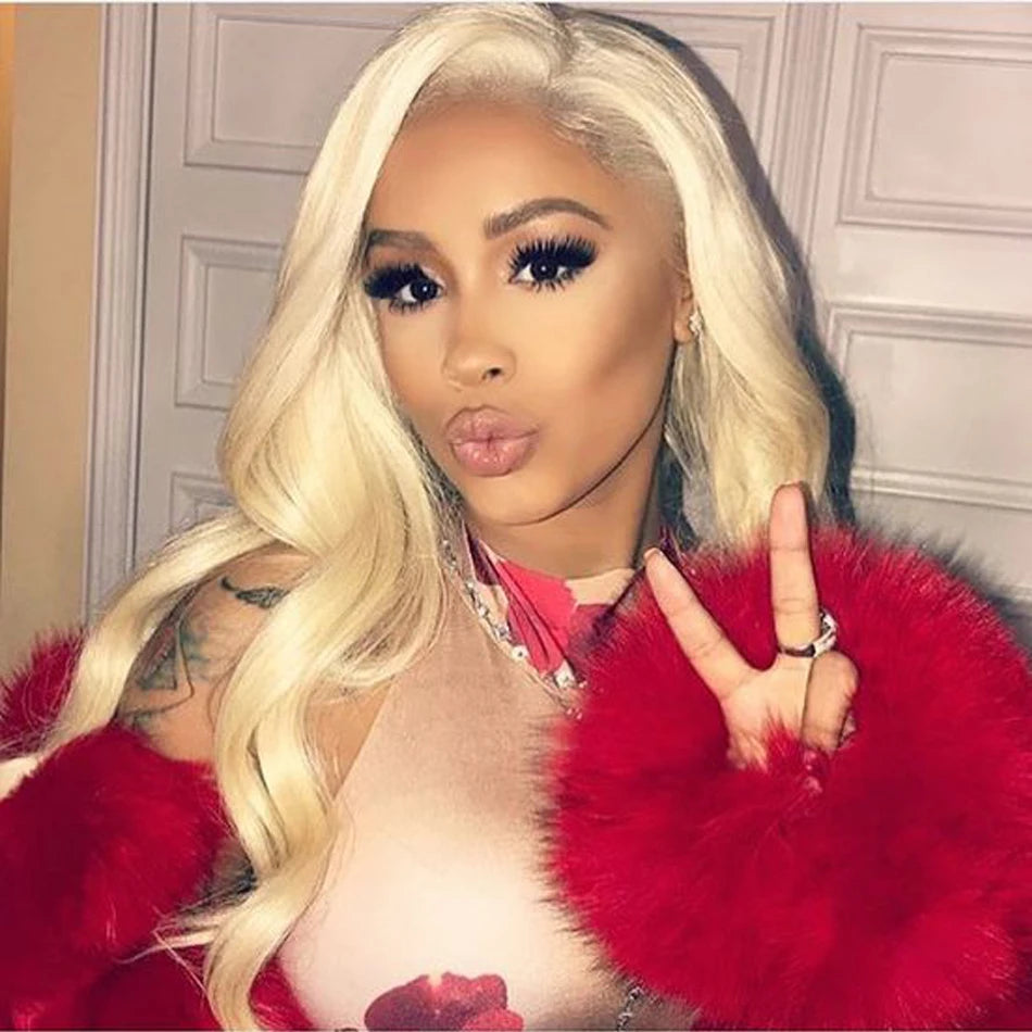 13x6 HD Transparent 613 Blonde Lace Frontal Human Hair Wigs Body Wave Lace Wigs