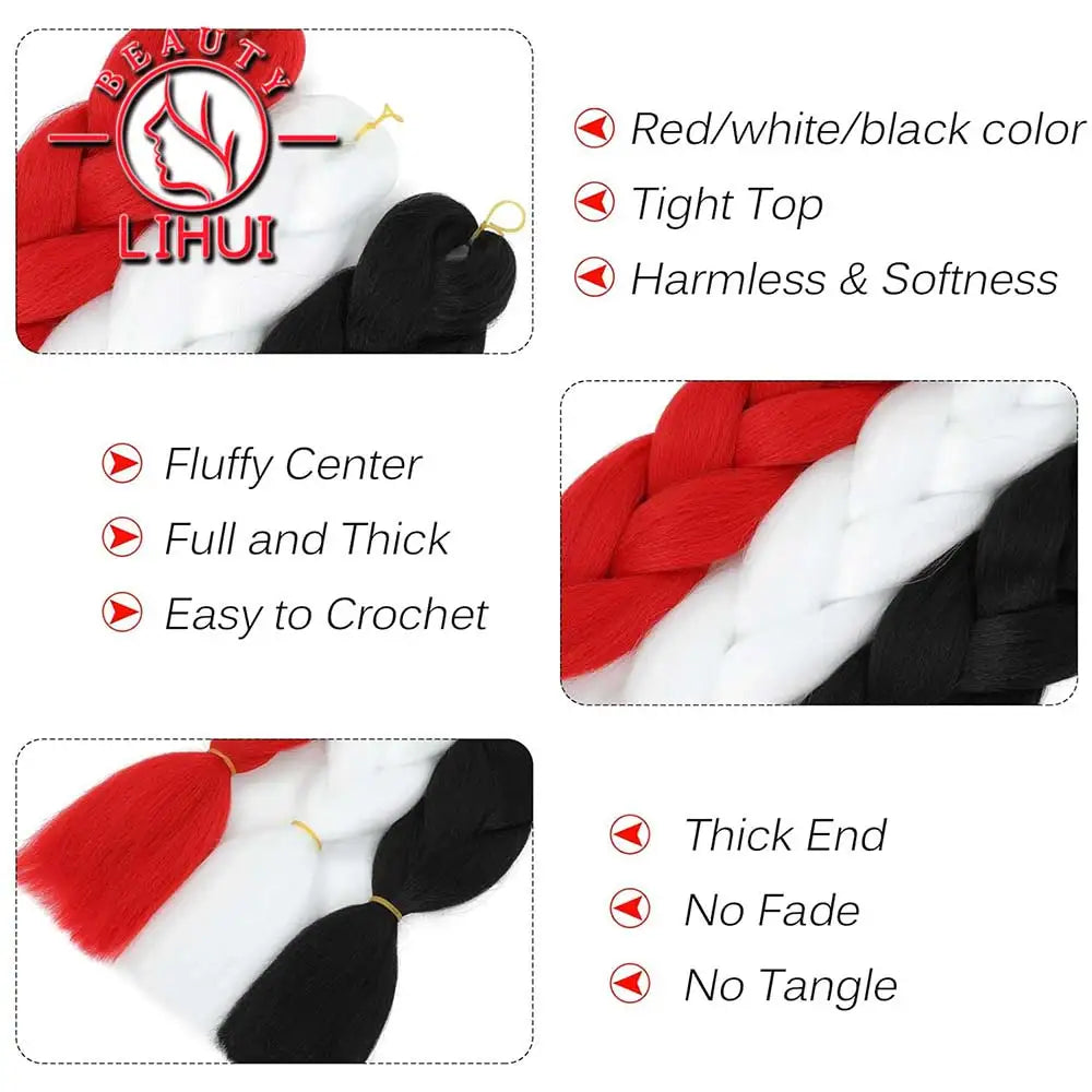 Synthetic Braiding Hair Pre Stretched Jumbo Braid Hair Extensions 24 inch  Kanekalon Hair For African Braids 100g