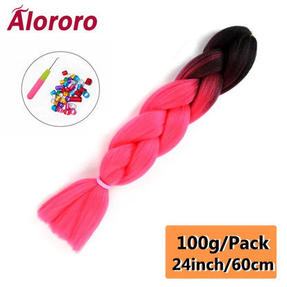 24 Inch Jumbo Braids for Hair Extensions Purple Synthetic Braiding Hair Accessories 100G/Pack Women DIY Hair for Crochet Braid