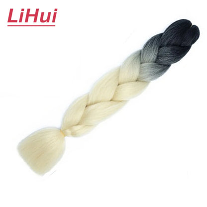 24 Inches Synthetic Braiding Hair Jumbo Braid Ombre Jumbo Hair Extension For Women DIY Hair Braids Purple Pink Yellow Gray