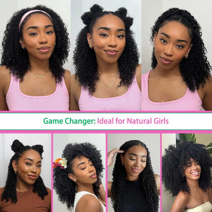 Kinky Curly Hair Pre-Separated Multi-Textured Afro Kinky Curly Feather Crochet Human Braiding Human Crochet Hair