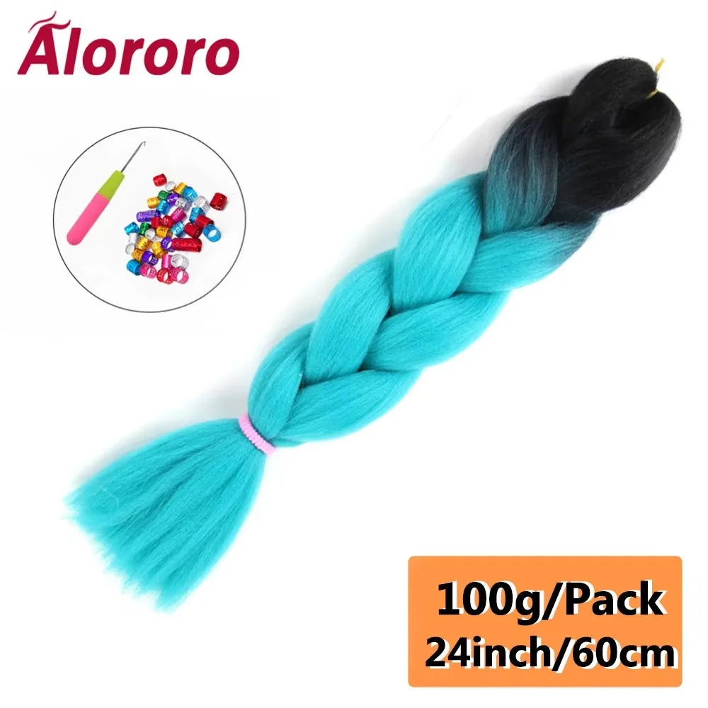 24 Inch Jumbo Braids for Hair Extensions Purple Synthetic Braiding Hair Accessories 100G/Pack Women DIY Hair for Crochet Braid