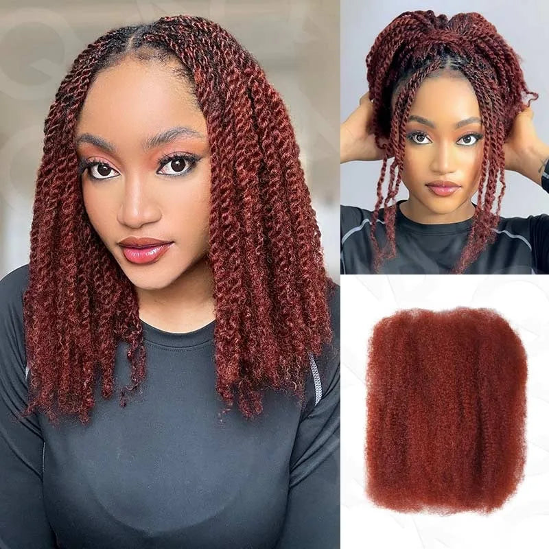 Black Pearl Top QVR Peruvian Kinky Curly Mini Twist Hair 50G/pc Afro Kinky Bulk Human Hair for Braiding 100% Remy Hair Bundles
