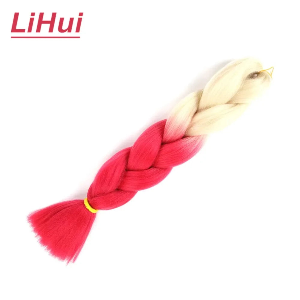 24 Inches Synthetic Braiding Hair Jumbo Braid Ombre Jumbo Hair Extension For Women DIY Hair Braids Purple Pink Yellow Gray
