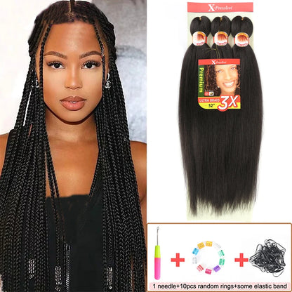 Pre Stretched Braiding Hair 26in 3 Packs Black Braiding Hair Synthetic Prestretched Braid Hair Extensions Crochet Twist Braids