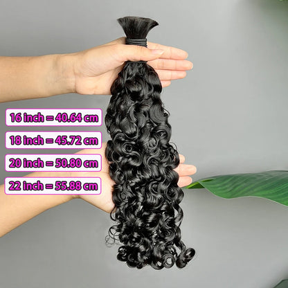 Burmese Curly Human Hair Bulk For Braiding Hair Extension 100 Grams #1B Natural Black Color No Weft Raw Virgin Boho Braids Hair