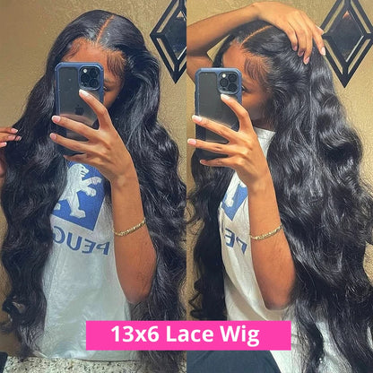 40 Inch Body Wave 13x6 Hd Lace Frontal Wig Human Hair 360 Brazilian Pre-Plucked Lace 13x4 Lace Front Wigs 250 Density
