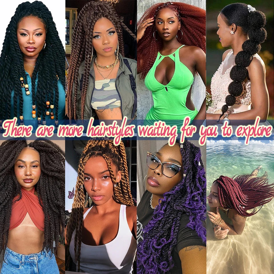18 Inch Synthetic Marley Twist Braiding Hair Red Black Brown Ginger Bug Blonde #4 Pre Looped Marley Twists Crochet Hair