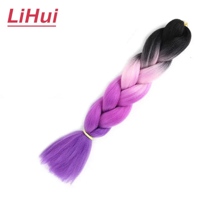 24 Inches Synthetic Braiding Hair Jumbo Braid Ombre Jumbo Hair Extension For Women DIY Hair Braids Purple Pink Yellow Gray