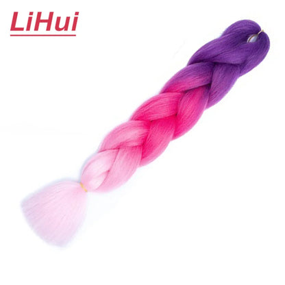24 Inches Synthetic Braiding Hair Jumbo Braid Ombre Jumbo Hair Extension For Women DIY Hair Braids Purple Pink Yellow Gray