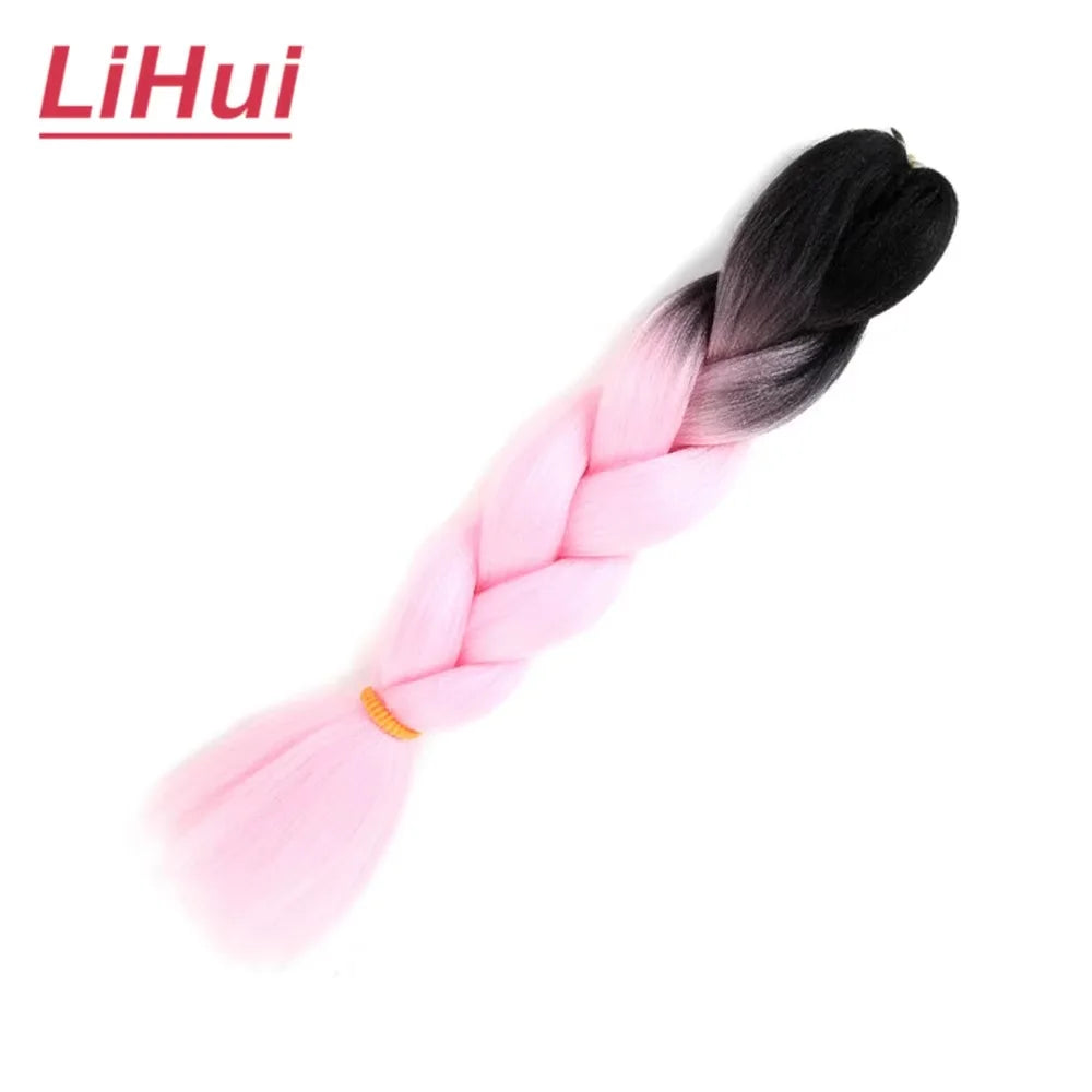 24 Inches Synthetic Braiding Hair Jumbo Braid Ombre Jumbo Hair Extension For Women DIY Hair Braids Purple Pink Yellow Gray