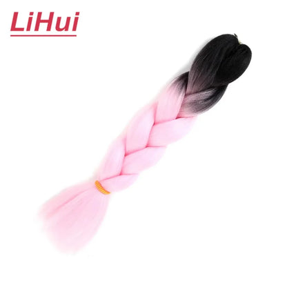 24 Inches Synthetic Braiding Hair Jumbo Braid Ombre Jumbo Hair Extension For Women DIY Hair Braids Purple Pink Yellow Gray