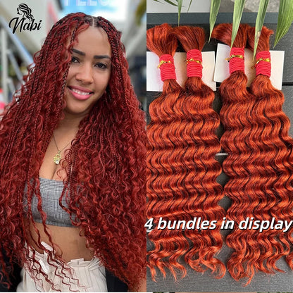 Nabi Boho Braids Human Hair 50g/bundle Deep Wave Hair Bulk Brazilian Human Braiding Hair 6 Bundle full Head
