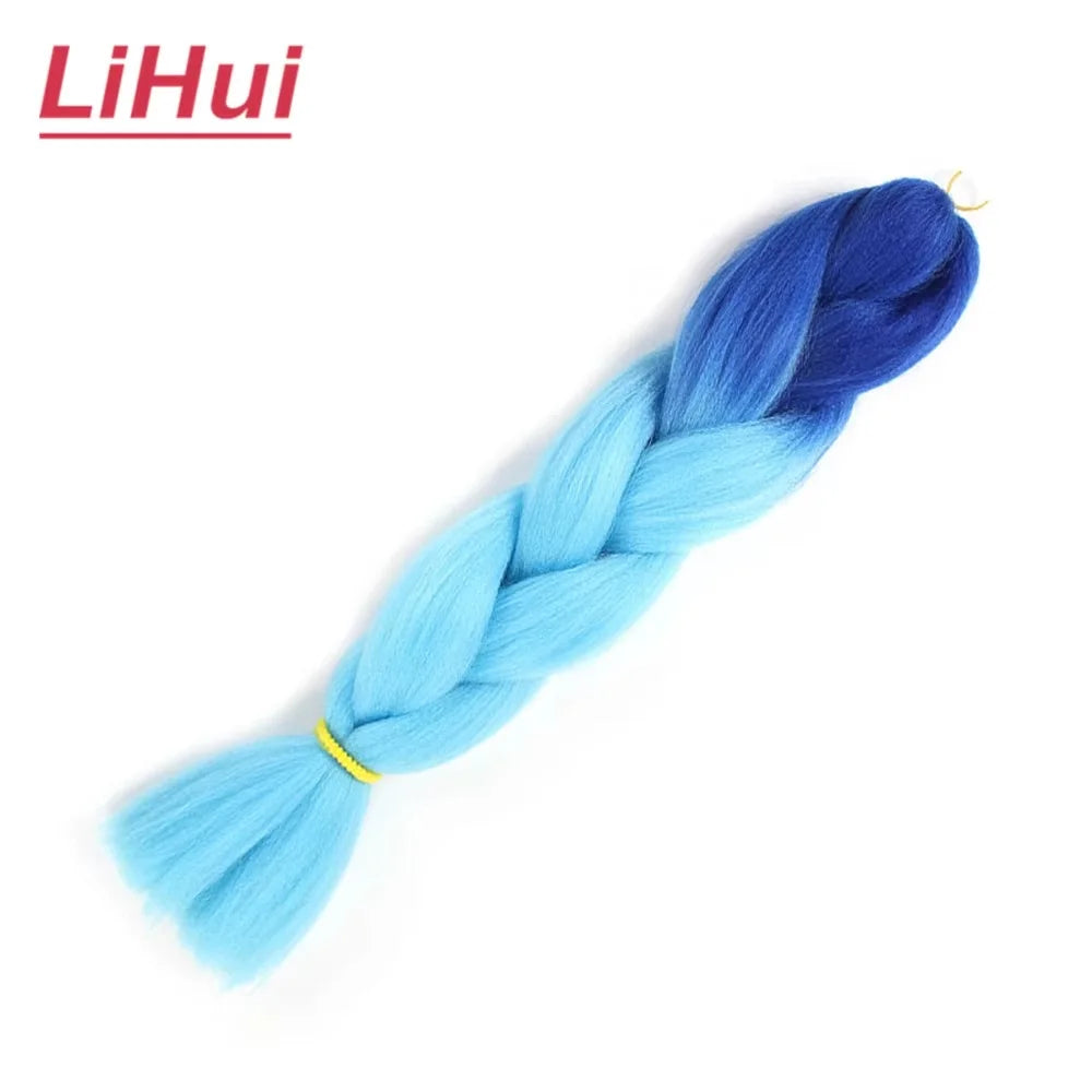 24 Inches Synthetic Braiding Hair Jumbo Braid Ombre Jumbo Hair Extension For Women DIY Hair Braids Purple Pink Yellow Gray