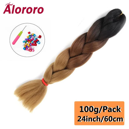 24 Inch Jumbo Braids for Hair Extensions Purple Synthetic Braiding Hair Accessories 100G/Pack Women DIY Hair for Crochet Braid