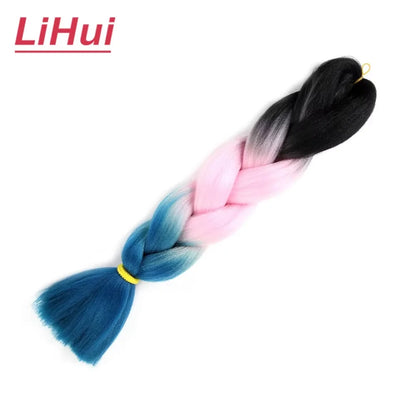 24 Inches Synthetic Braiding Hair Jumbo Braid Ombre Jumbo Hair Extension For Women DIY Hair Braids Purple Pink Yellow Gray