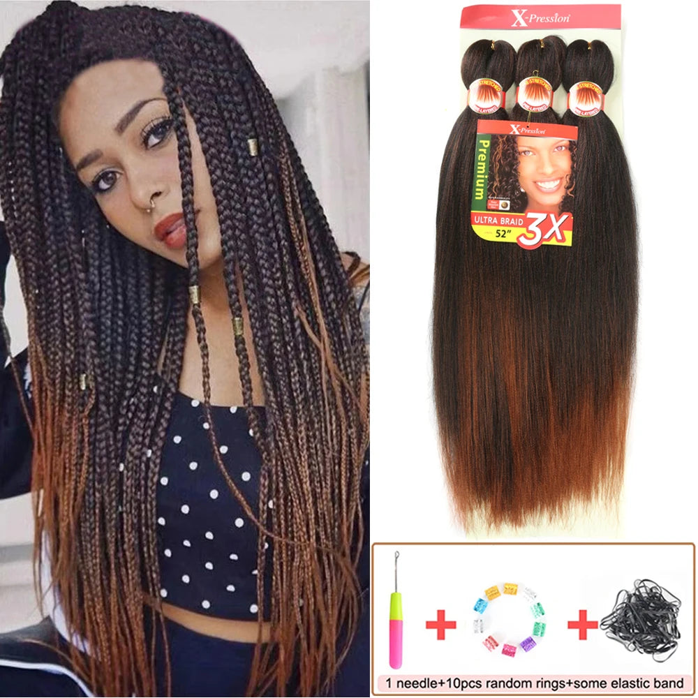 Pre Stretched Braiding Hair 26in 3 Packs Black Braiding Hair Synthetic Prestretched Braid Hair Extensions Crochet Twist Braids