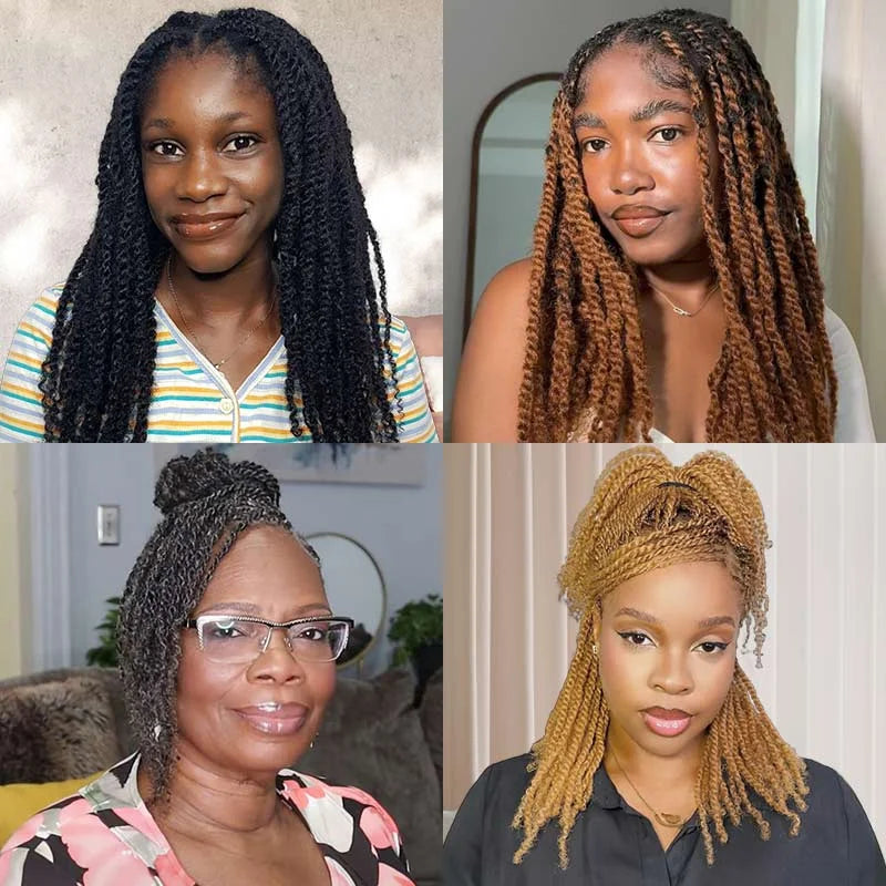 Afro Kinky Bulk Human Hair Extensions Natural Black/Brown Lightweight For Braiding