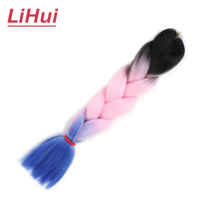 24 Inches Synthetic Braiding Hair Jumbo Braid Ombre Jumbo Hair Extension For Women DIY Hair Braids Purple Pink Yellow Gray
