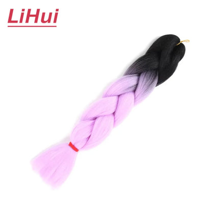 24 Inches Synthetic Braiding Hair Jumbo Braid Ombre Jumbo Hair Extension For Women DIY Hair Braids Purple Pink Yellow Gray