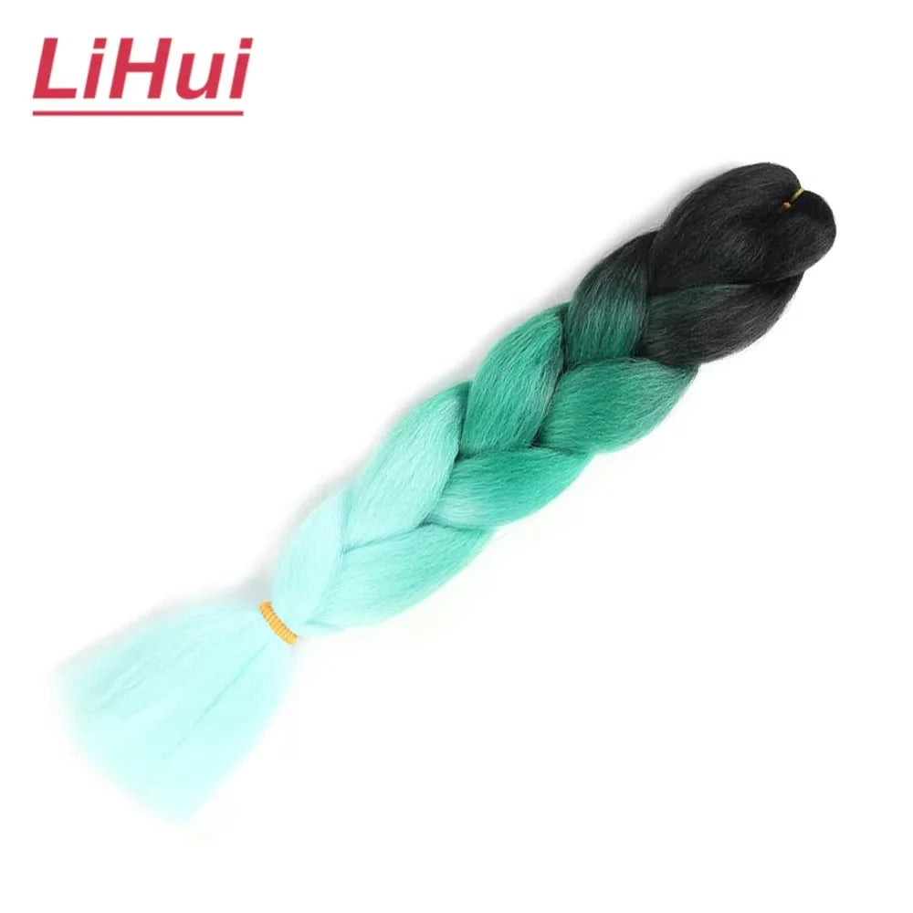 24 Inches Synthetic Braiding Hair Jumbo Braid Ombre Jumbo Hair Extension For Women DIY Hair Braids Purple Pink Yellow Gray