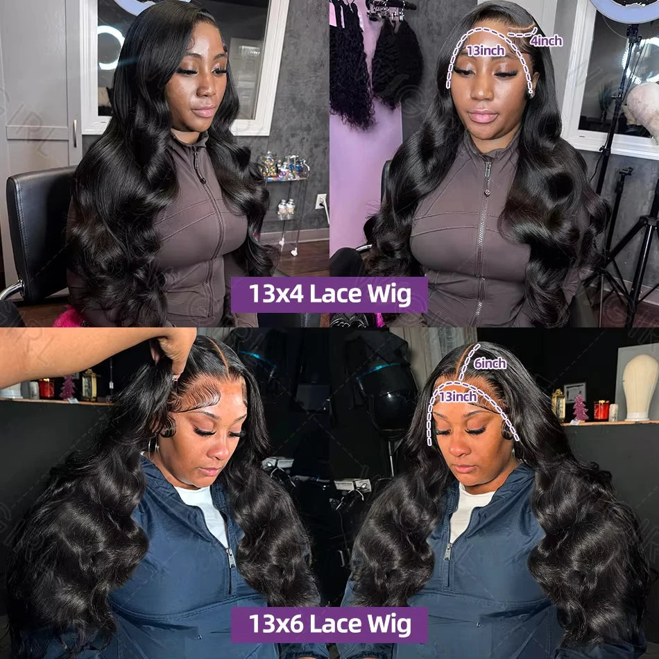 13x6 Body wave HD Transparent lace front human hair wig 40 inch Pre Preplucked 5x5 200 Density glueless brazilian wigs for women
