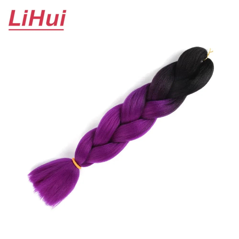 24 Inches Synthetic Braiding Hair Jumbo Braid Ombre Jumbo Hair Extension For Women DIY Hair Braids Purple Pink Yellow Gray