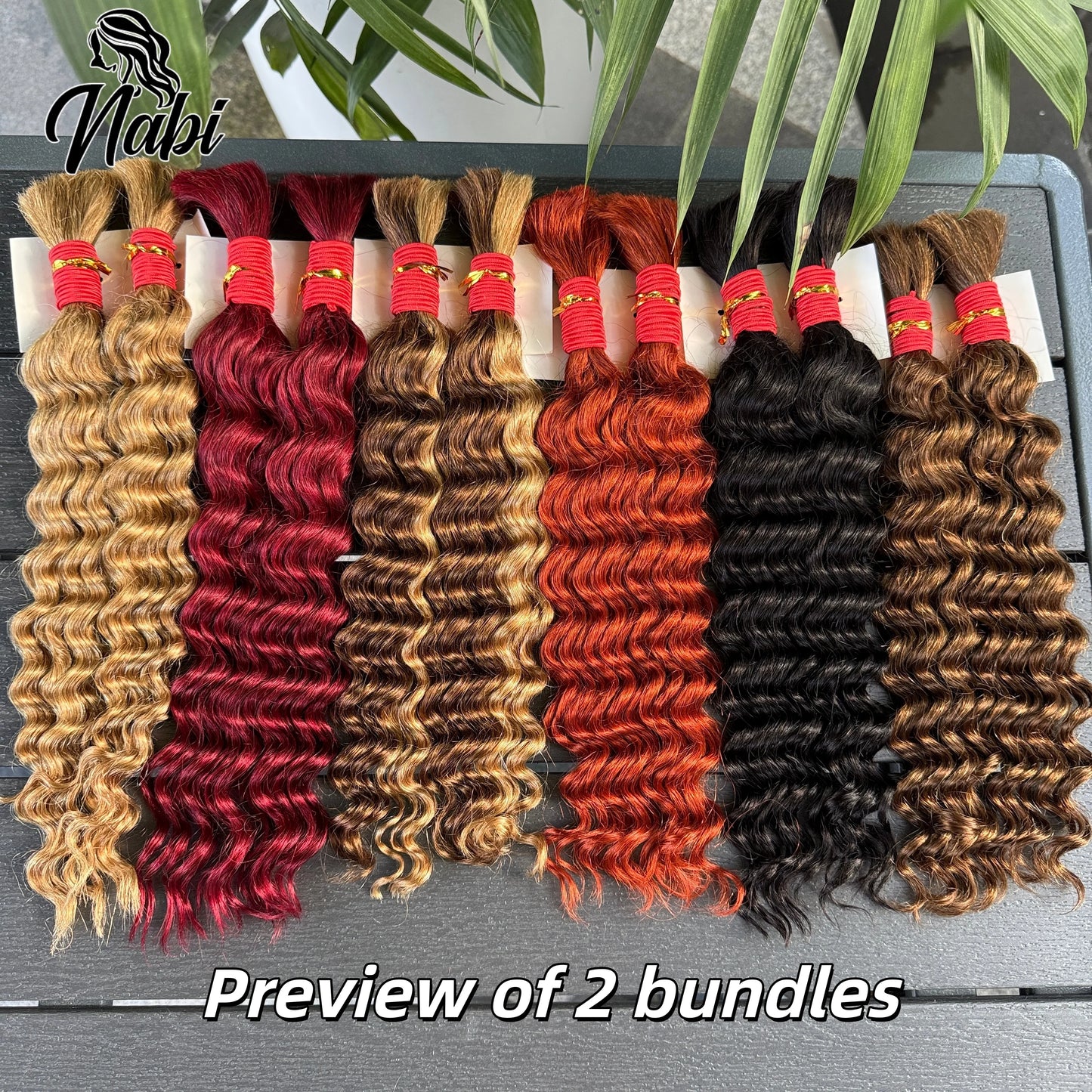Nabi Boho Braids Human Hair 50g/bundle Deep Wave Hair Bulk Brazilian Human Braiding Hair 6 Bundle full Head