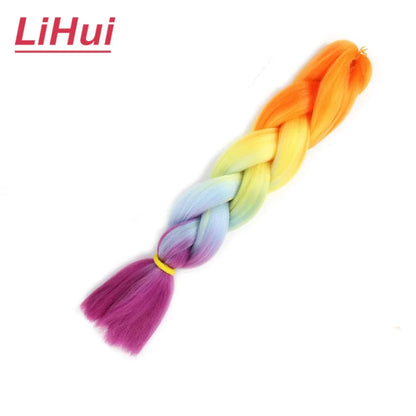 24 Inches Synthetic Braiding Hair Jumbo Braid Ombre Jumbo Hair Extension For Women DIY Hair Braids Purple Pink Yellow Gray