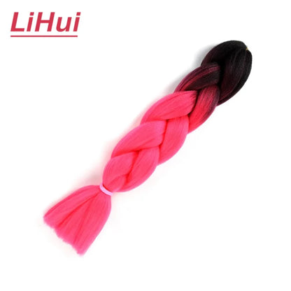24 Inches Synthetic Braiding Hair Jumbo Braid Ombre Jumbo Hair Extension For Women DIY Hair Braids Purple Pink Yellow Gray