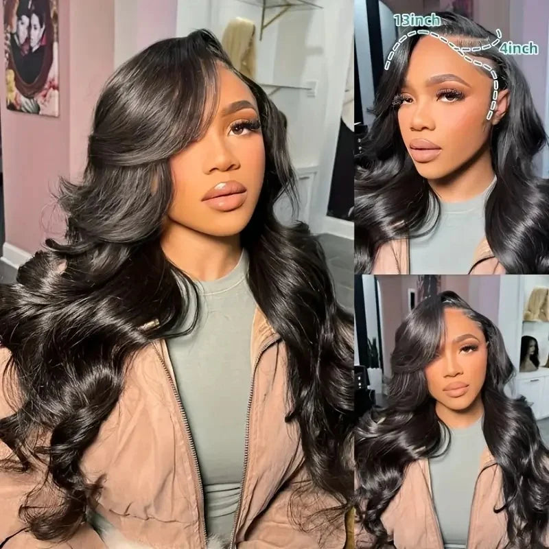 200 Density Body Wave 360 HD Transparent Lace Front Human Hair Wig 13x4 13x6 Lace Frontal Wigs Pre Plucked