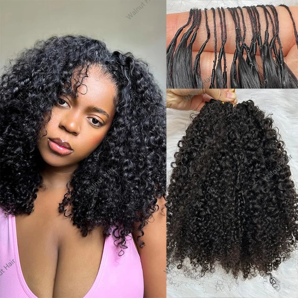 Kinky Curly Hair Pre-Separated Multi-Textured Afro Kinky Curly Feather Crochet Human Braiding Human Crochet Hair