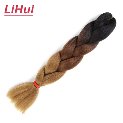 24 Inches Synthetic Braiding Hair Jumbo Braid Ombre Jumbo Hair Extension For Women DIY Hair Braids Purple Pink Yellow Gray