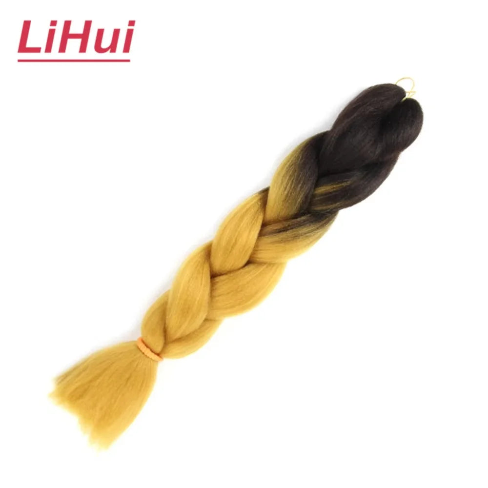 24 Inches Synthetic Braiding Hair Jumbo Braid Ombre Jumbo Hair Extension For Women DIY Hair Braids Purple Pink Yellow Gray