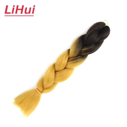 24 Inches Synthetic Braiding Hair Jumbo Braid Ombre Jumbo Hair Extension For Women DIY Hair Braids Purple Pink Yellow Gray