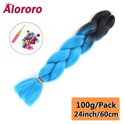 24 Inch Jumbo Braids for Hair Extensions Purple Synthetic Braiding Hair Accessories 100G/Pack Women DIY Hair for Crochet Braid