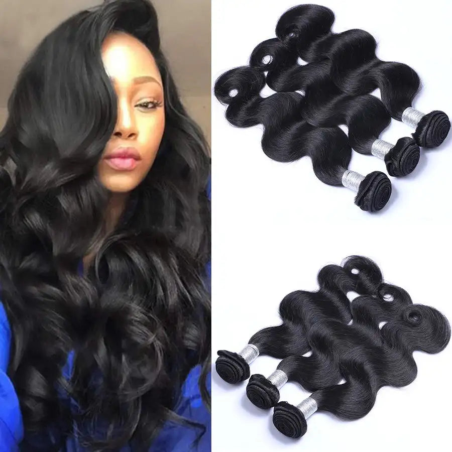 Natural Black Body Wave Human Hair Bundles Double Weft Bulk Braiding Hair Remy Hair Weave Extensions 1/3/4 Pcs