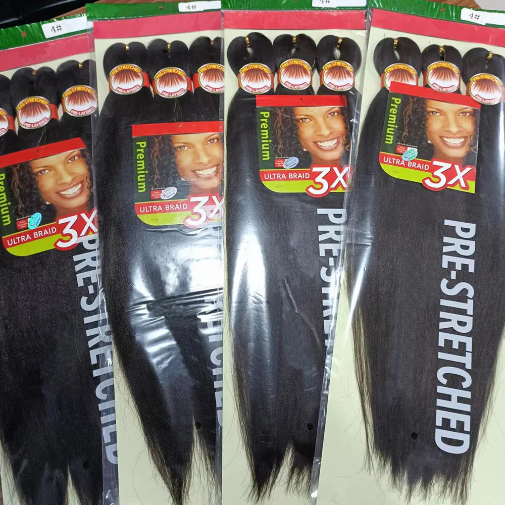 Pre Stretched Braiding Hair 26in 3 Packs Black Braiding Hair Synthetic Prestretched Braid Hair Extensions Crochet Twist Braids
