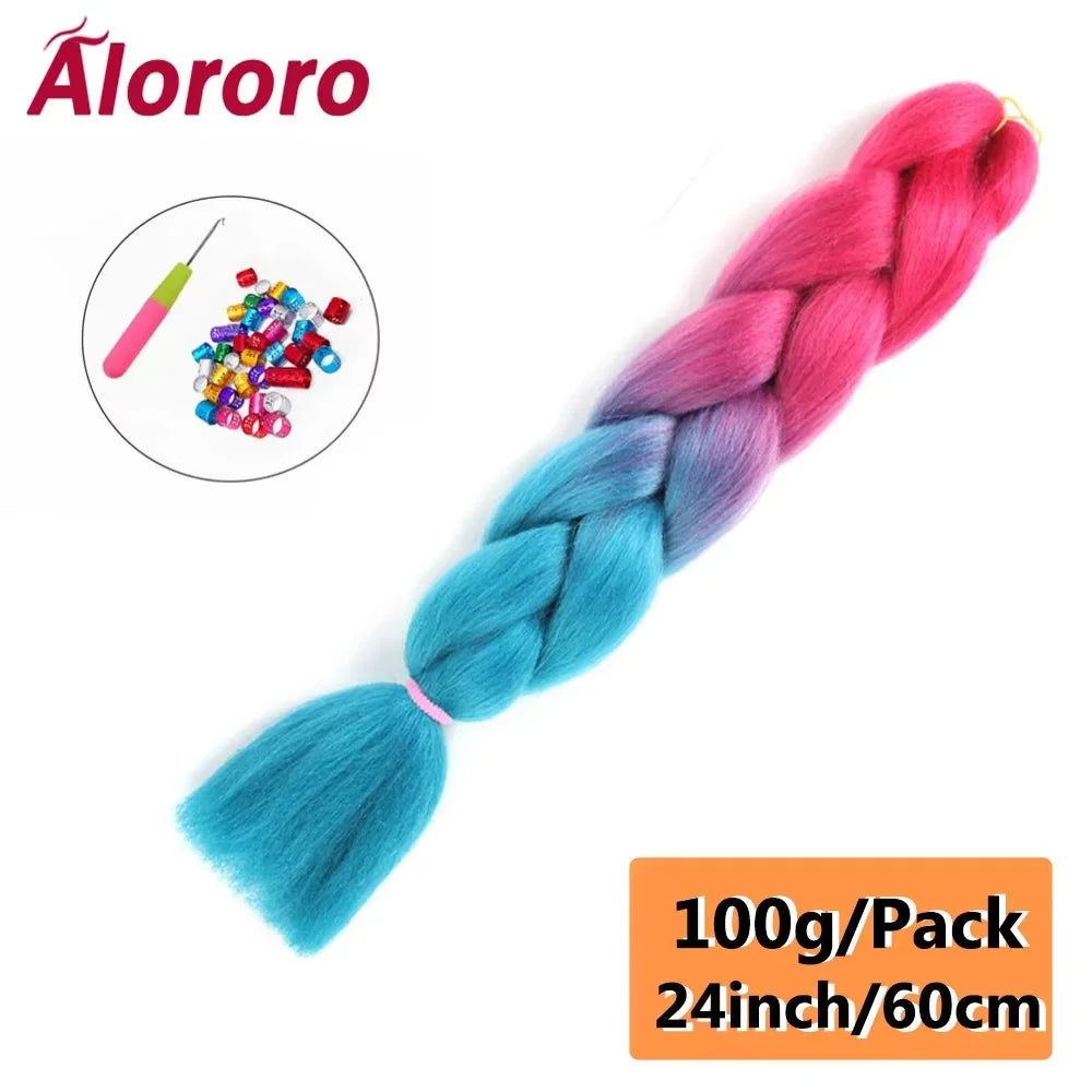24 Inch Jumbo Braids for Hair Extensions Purple Synthetic Braiding Hair Accessories 100G/Pack Women DIY Hair for Crochet Braid