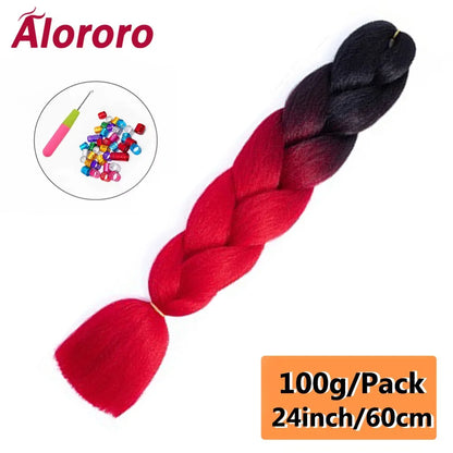 24 Inch Jumbo Braids for Hair Extensions Purple Synthetic Braiding Hair Accessories 100G/Pack Women DIY Hair for Crochet Braid