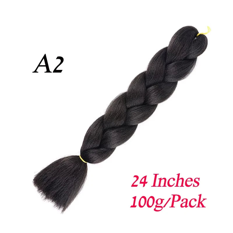 Synthetic Braiding Hair Pre Stretched Jumbo Braid Hair Extensions 24 inch  Kanekalon Hair For African Braids 100g