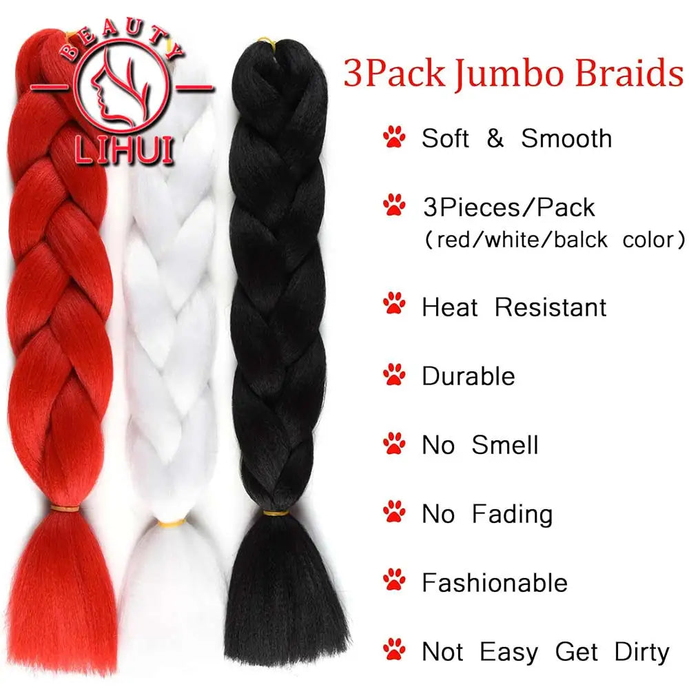 Synthetic Braiding Hair Pre Stretched Jumbo Braid Hair Extensions 24 inch  Kanekalon Hair For African Braids 100g