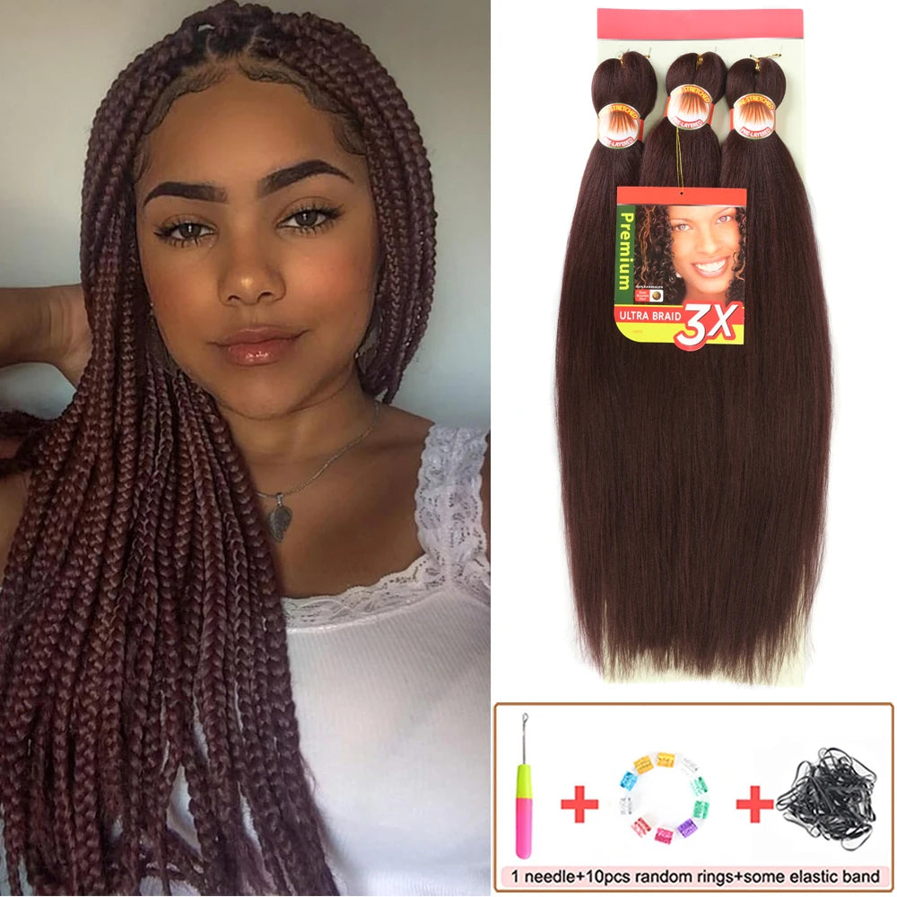 Pre Stretched Braiding Hair 26in 3 Packs Black Braiding Hair Synthetic Prestretched Braid Hair Extensions Crochet Twist Braids