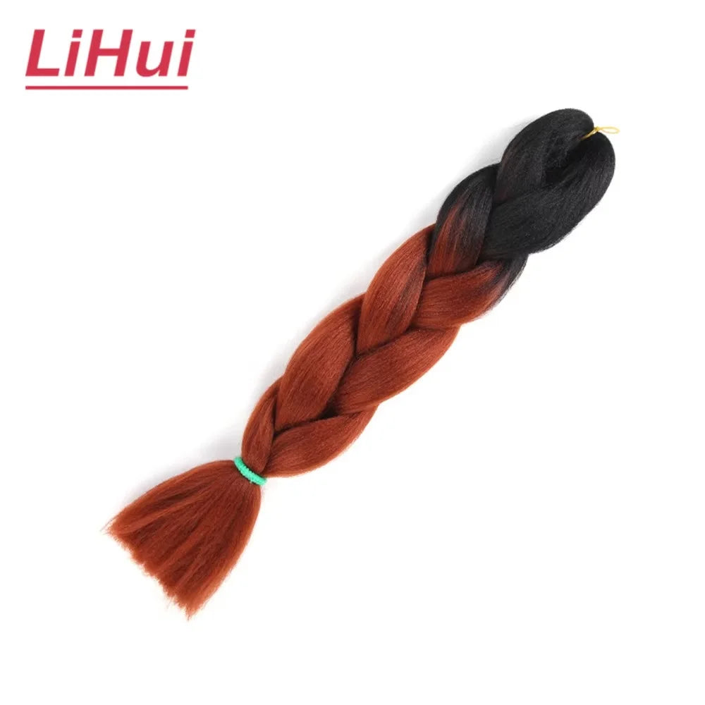 24 Inches Synthetic Braiding Hair Jumbo Braid Ombre Jumbo Hair Extension For Women DIY Hair Braids Purple Pink Yellow Gray