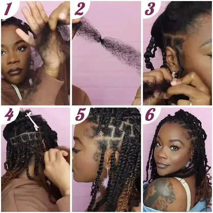 Afro Kinky Bulk Human Hair Extensions Natural Black/Brown Lightweight For Braiding
